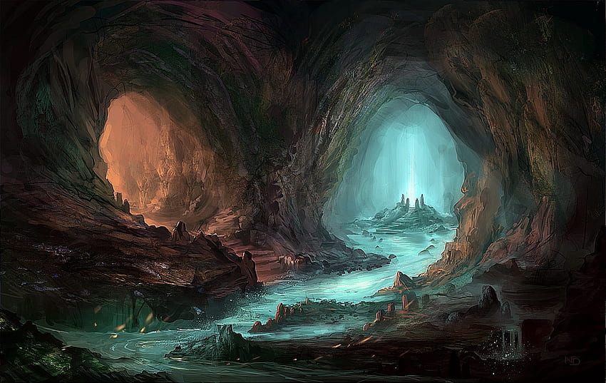 Good Or Bad Caves, Good, Art, Rivers, Nature, Digital, Bad HD wallpaper