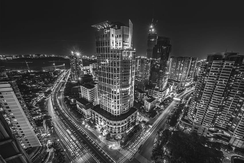 都市 建築 夜 建物 道路 通り 旅行 夕暮れ 都市 都市景観 ブリッジ スカイライン 超高層ビル ビジネス。 最高の高品質 高画質の壁紙