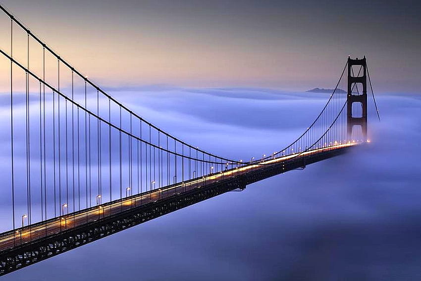 Bridge in Clouds, cool HD wallpaper