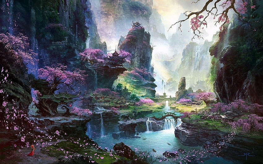 result for mountain chinese. Chinese landscape, Landscape , Waterfall , Chinese Mountain Painting HD wallpaper