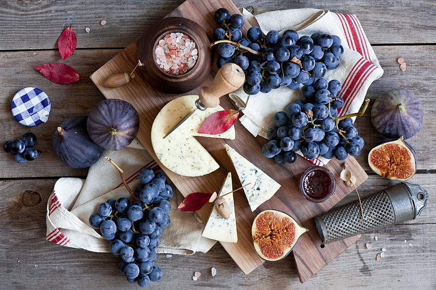 Food, Cheese, Grapes, Board, Fig HD wallpaper