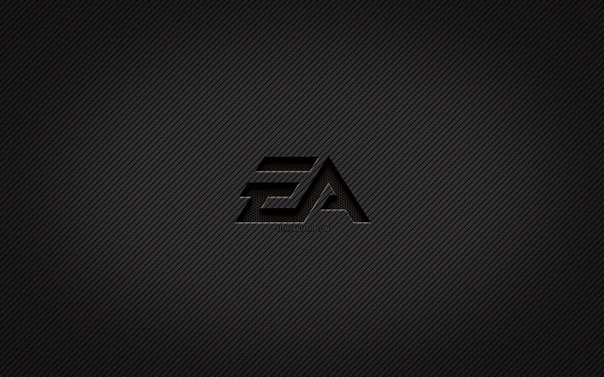 EA GAMES karbon logosu, grunge sanat, karbon arka plan, yaratıcı, EA GAMES siyah logosu, markalar, EA GAMES logosu, EA GAMES HD duvar kağıdı