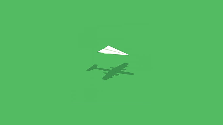 Siluet Pesawat Dan Pesawat Seni Kertas Minimal - Latar Belakang Komputer Pesawat Kertas Wallpaper HD