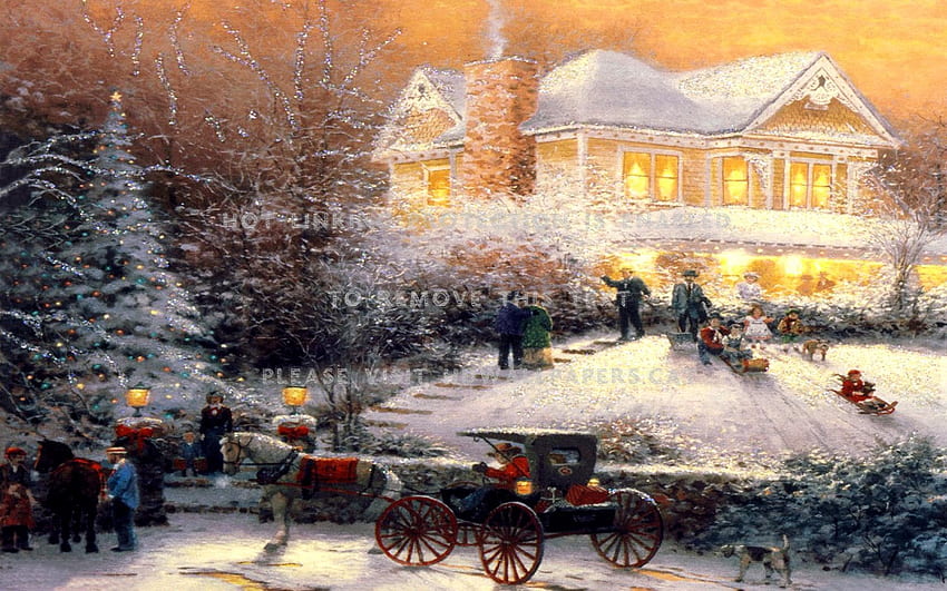 christmas memories victorian house snow HD wallpaper