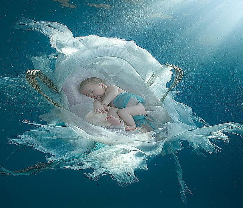 美しい…、かご、おくるみ、光、赤ちゃん、水、誕生 高画質の壁紙