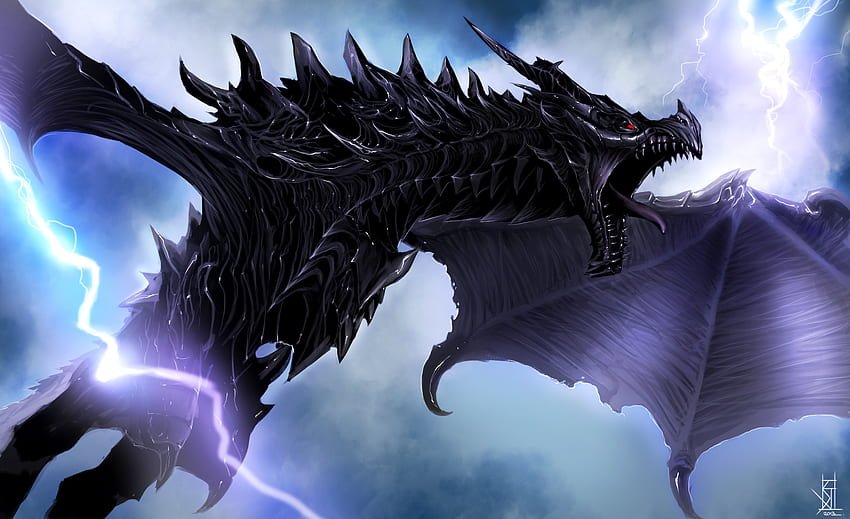 Skyrim Dragon, Alduin, , , kreatywna grafika Tapeta HD