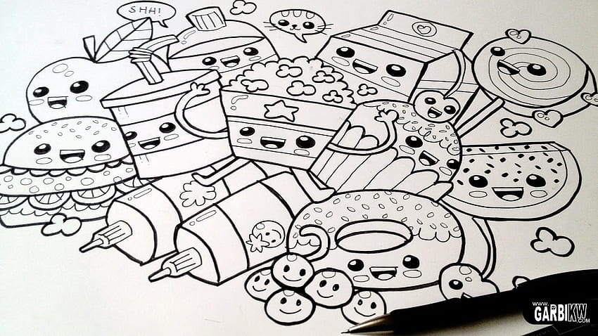 Cute Food Drawings Doodle HD wallpaper | Pxfuel