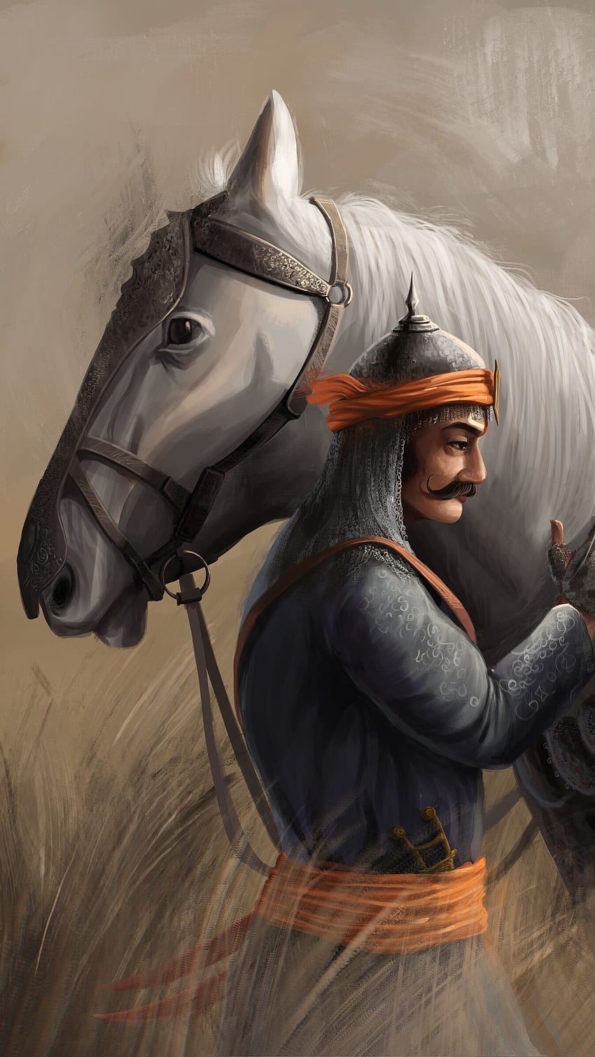 Maharana Pratap, weißes Pferd, Porträt HD-Handy-Hintergrundbild