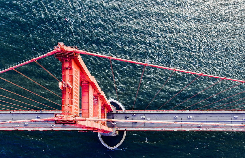 Awesome Top View of Golden Gate Bridge California US . HD wallpaper