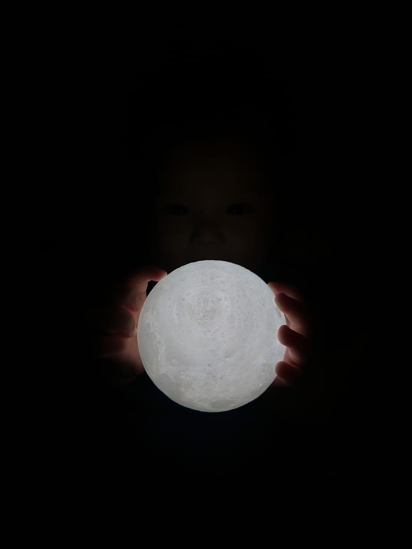 Moon, Dark, Hands, Ball, Glow, Child HD phone wallpaper