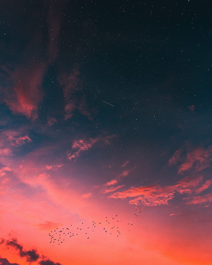 Clouds, Starry Sky, Sunset, Nature HD phone wallpaper