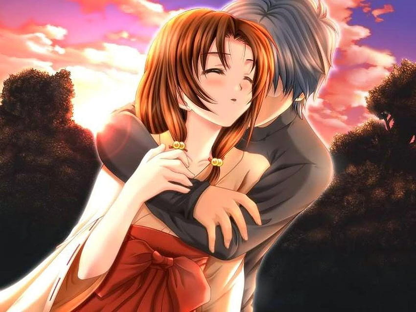 Hug Sweet Couple Cartoon HD wallpaper