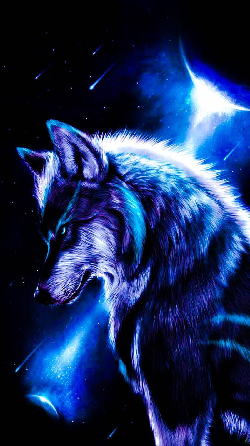 Niebieski wilk, neonowy niebieski wilk Tapeta na telefon HD
