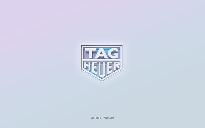 Logotipo TAG Heuer, texto 3d recortado, fundo branco, logotipo TAG Heuer 3d, emblema TAG Heuer, TAG Heuer, logotipo em relevo, emblema TAG Heuer 3d papel de parede HD