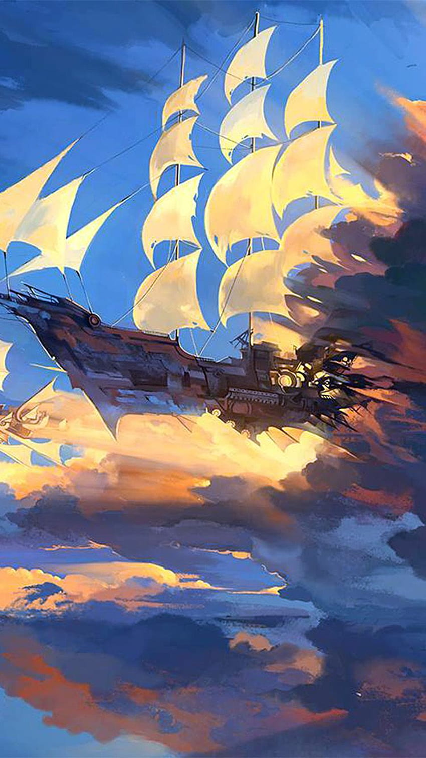 iPhone 8 . fly ship anime, Anime Illustration HD phone wallpaper