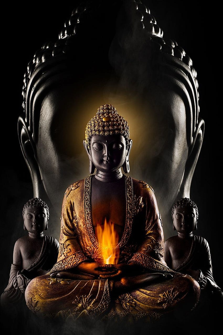 Статуи на Буда Черно сияние. Произведения на изкуството на Буда, Господ Буда, изкуство на Буда, Черен и златен Буда HD тапет за телефон