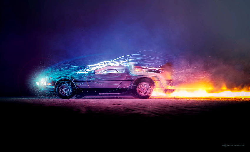 back to the future delorean flames