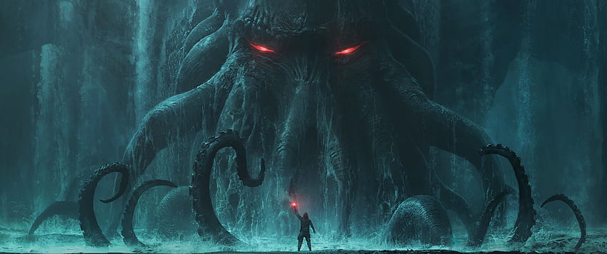 Fantasy Monster Cthulhu, Dark Souls 3440X1440 HD wallpaper