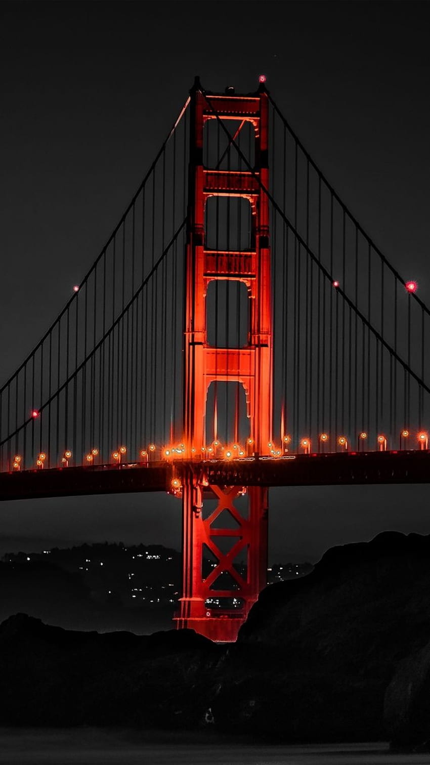 golden gate bridge, san francisco, architecture, night, iphone 7, iphone 8, , background, 5384 HD phone wallpaper