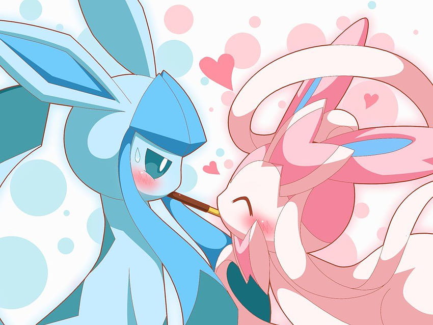 Glaceon and Sylveon, Extremely Cute HD wallpaper