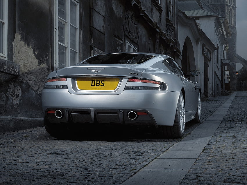 Auto, Aston Martin, Cars, Building, Back View, Rear View, Style, Dbs, 2008, Street, Metallic Gray, Grey Metallic HD wallpaper