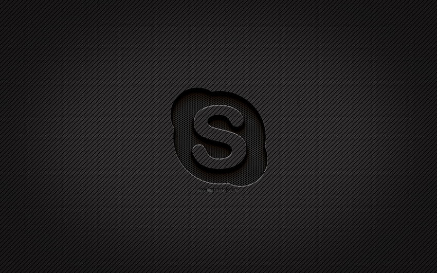 Skype carbon logo, , grunge art, carbon background, creative, Skype black logo, social network, Skype logo, Skype HD wallpaper