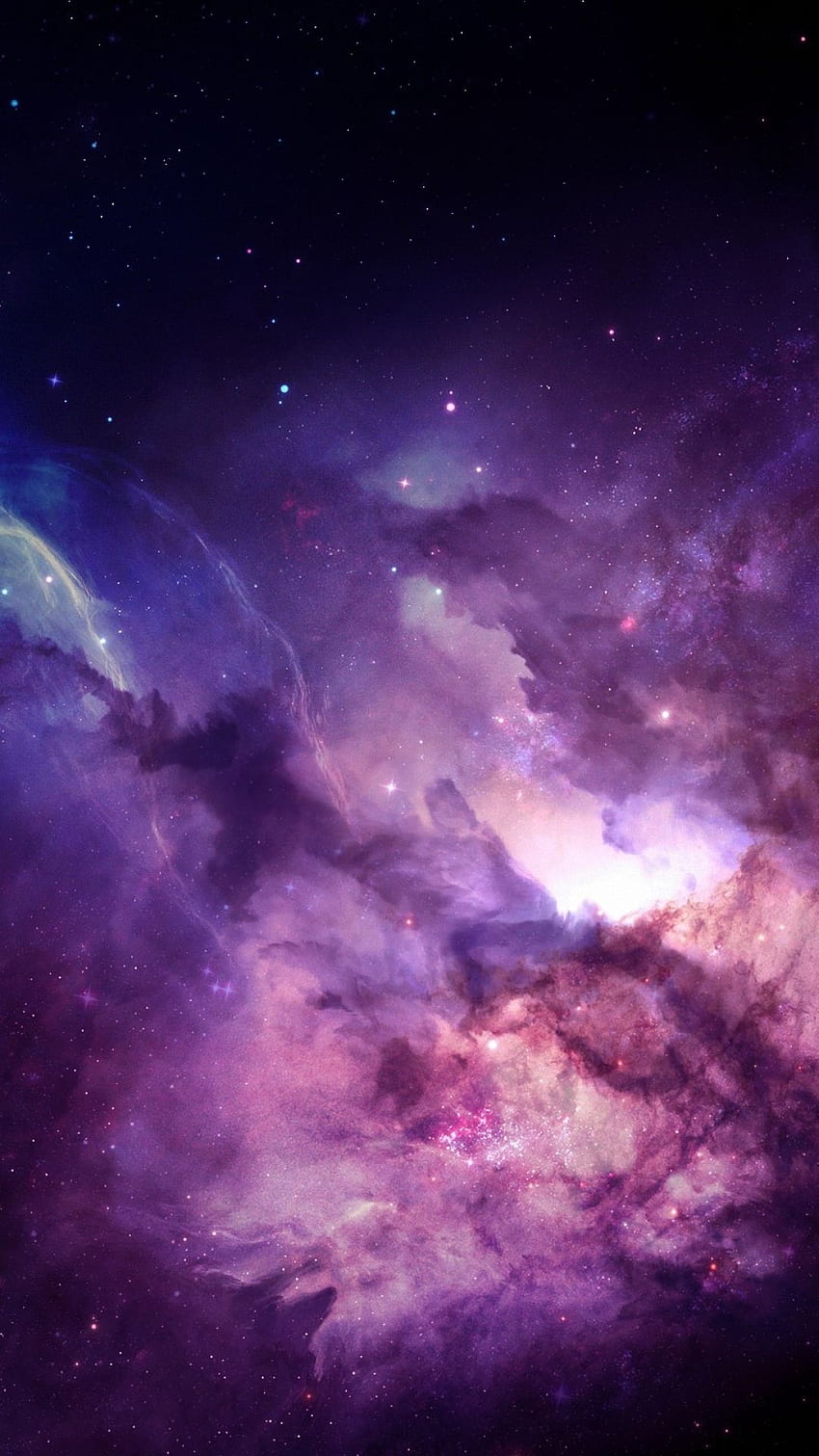 Фон Лилава галактика Космос Небе Звезди в син, розов цвят HD тапет за телефон