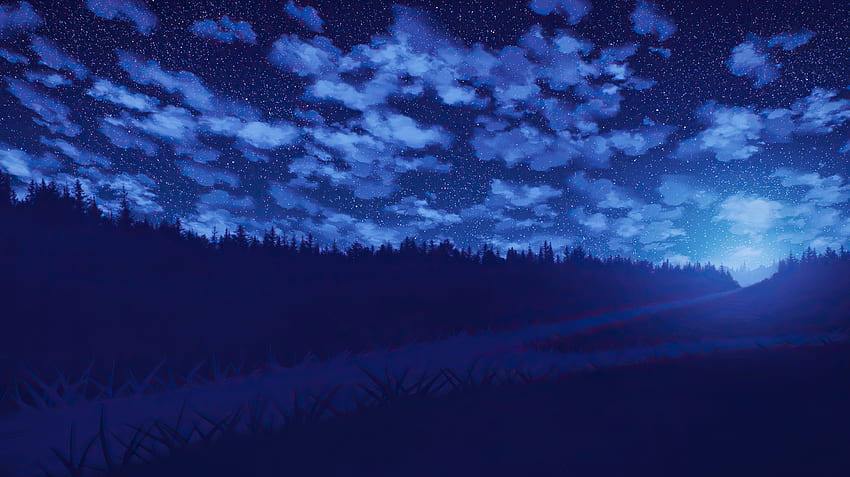 Night Road Blue Weather Forest Stars , Artist, , , Background, and , Blue Forest HD wallpaper