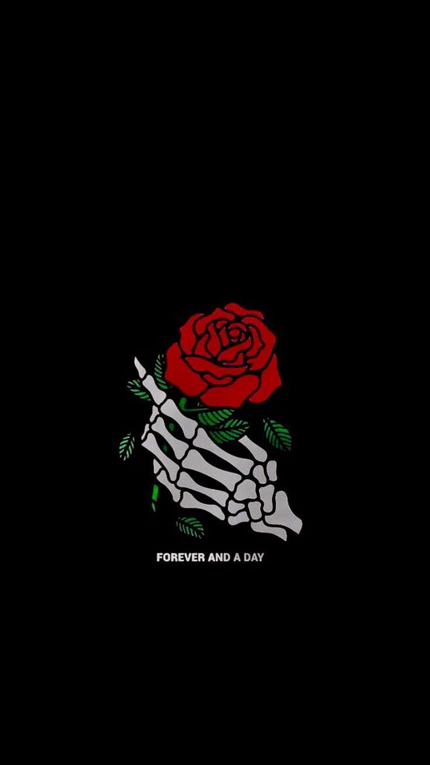 forever and a day rose skeleton black aesthetic tumblr - HD phone wallpaper
