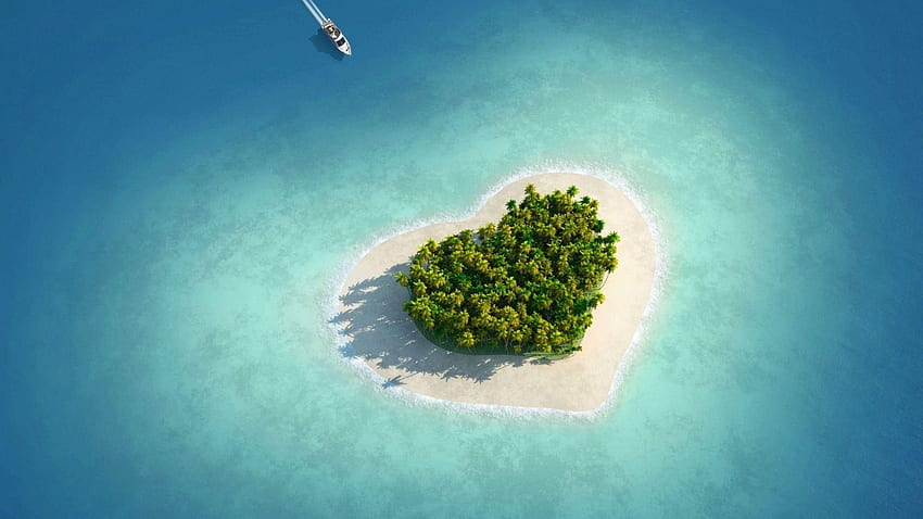 Heart Of The Sea – Tavarua – Tiny Heart Shaped Island In Fiji HD wallpaper