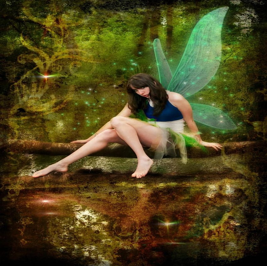 森の妖精、妖精、ファンタジー、緑、女の子、水、森、湖、女性 高画質の壁紙