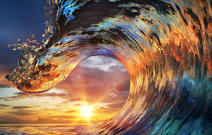 Ozean, Sonnenuntergang, Wasser, Welle - Sonnenuntergang Ozeanwellen - Strandwellen Sonnenuntergang HD-Hintergrundbild