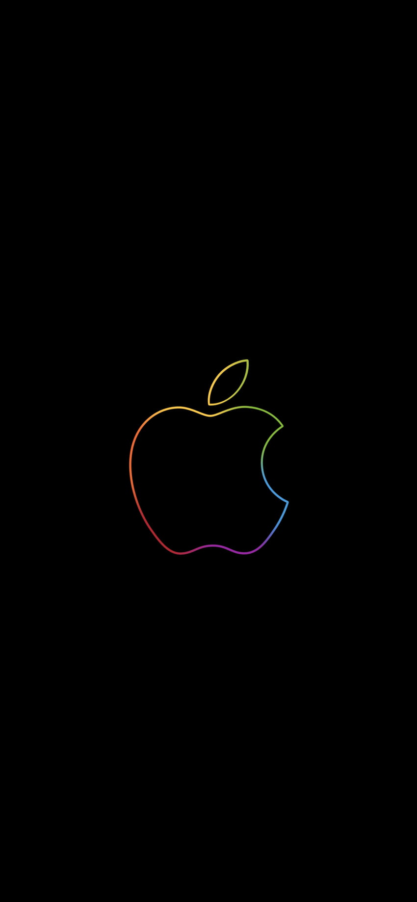 Apple logo , Colorful, Outline, Black background, iPad, , Technology, 1170x2532 HD phone wallpaper