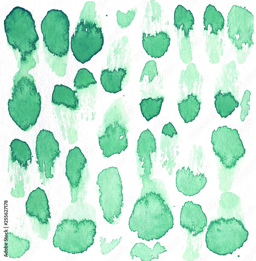 Handgezeichnete Aquarell mintgrüne Flecken auf weißem strukturiertem Hintergrund. Abstraktes Element für Designkarten, Vorlagen, Druck und Web Stock Illustration, Mint Green Abstract HD-Handy-Hintergrundbild