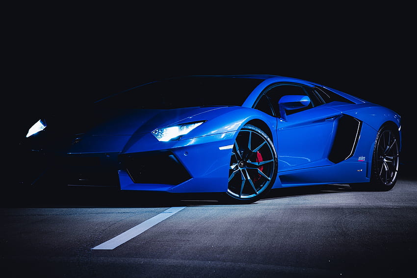 Auto sportiva, Lamborghini blu Sfondo HD