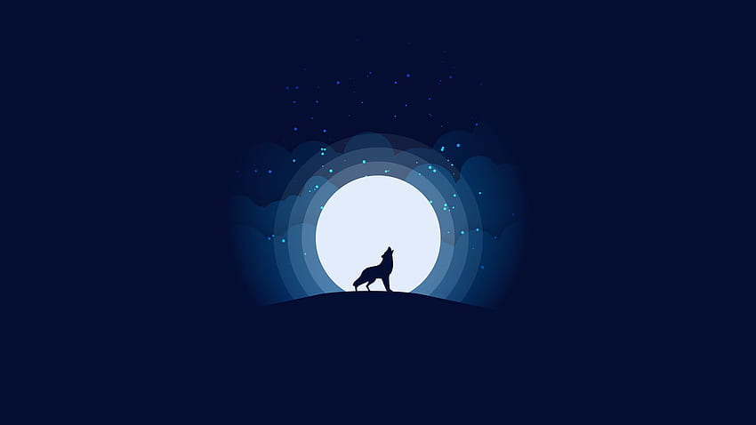 Wolf, moon, howling, art, vector ultrawide monitor background, 2048 X ...