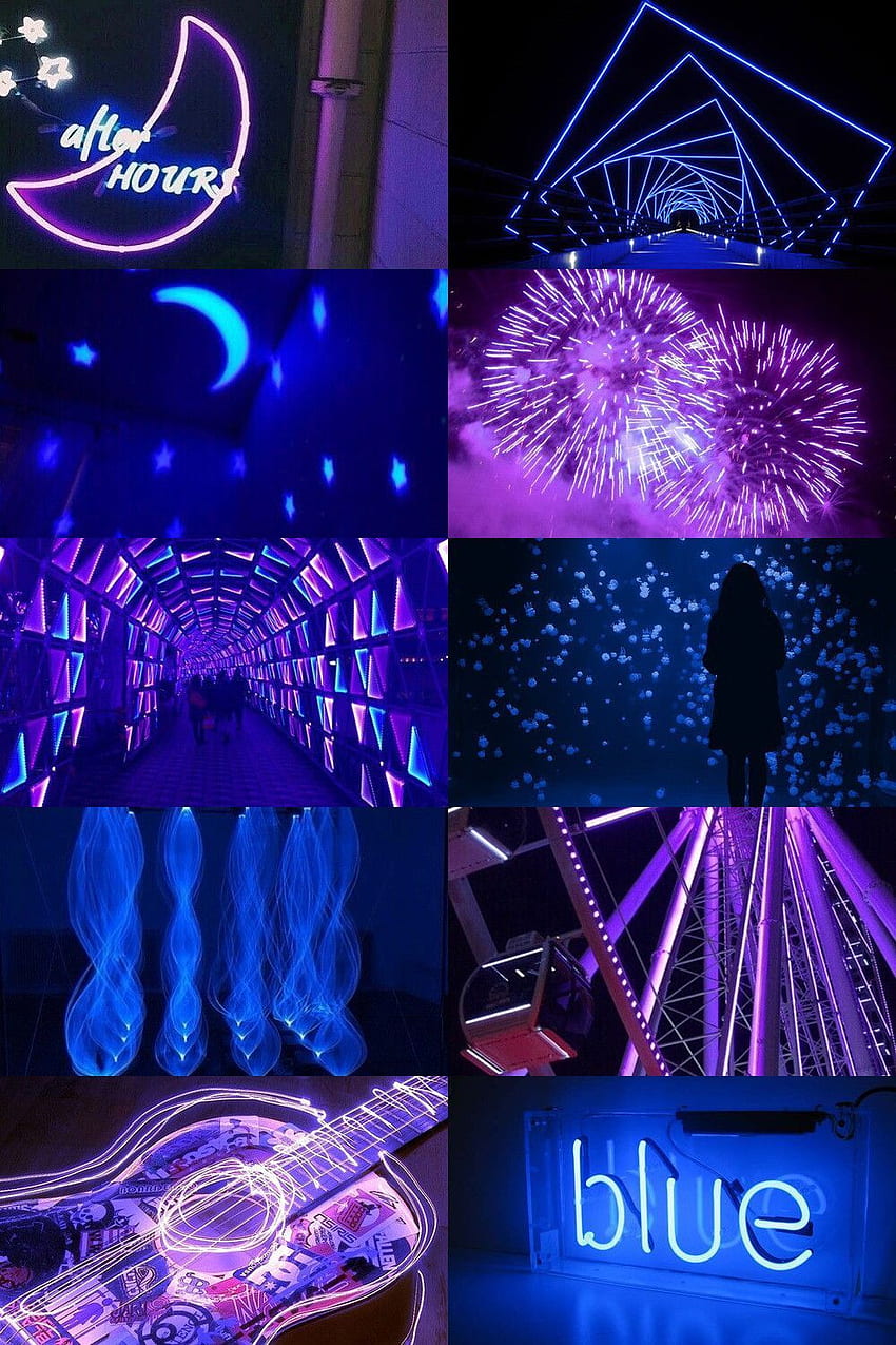 neon blue and purple aesthetic. Purple aesthetic, Aesthetic collage, Purple HD phone wallpaper