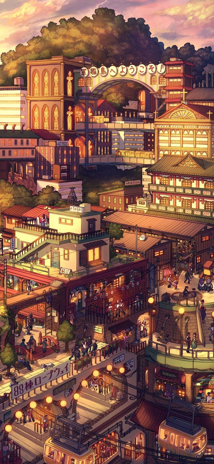 Anime Manzarası, Şehir Manzarası, İnsanlar, Japonlar, Japon Çizgi Filmi HD telefon duvar kağıdı