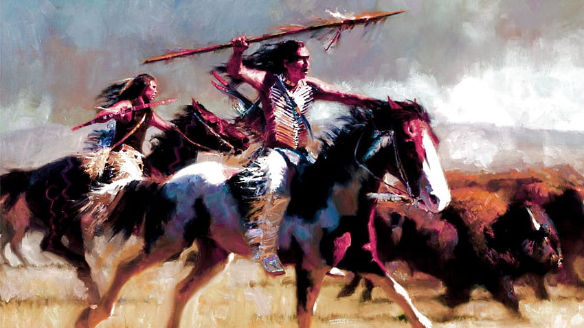 NATIVE AMERICAN western indian art artwork painting people, Horse Native American Art HD wallpaper