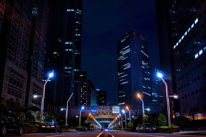 Ciudades, Ciudad de noche, Luces de la ciudad, Rascacielos, Puente fondo de pantalla