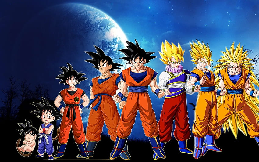 Luna, Son Goku, evolución, Dragon Ball. ua, Dragon Ball Z Super Saiyajin fondo de pantalla
