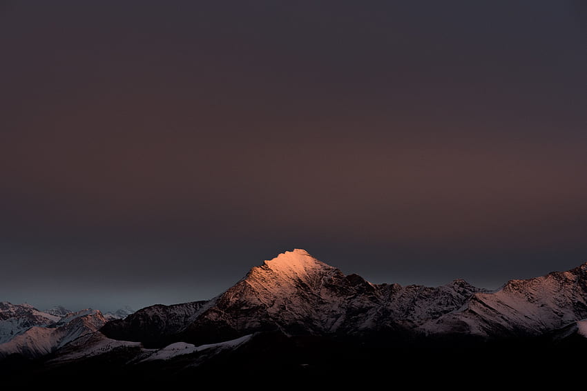 Abend, sauberer Himmel, Berge, Gipfel, Natur HD-Hintergrundbild