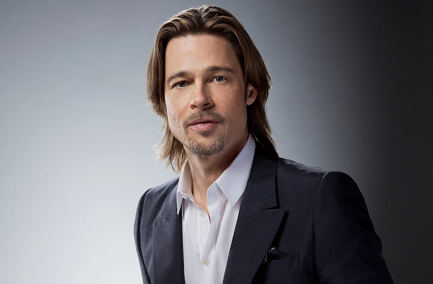 Brad Pitt, ator, cinza, homem papel de parede HD