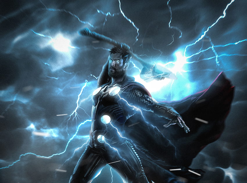 Thor, lightning strike, superhero HD wallpaper