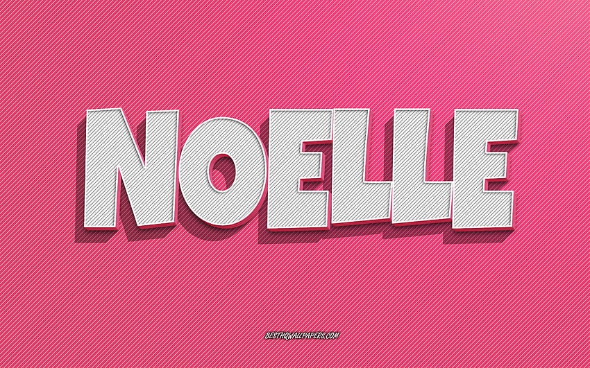 Noelle, rosa Linien Hintergrund, mit Namen, Noelle-Name, weibliche Namen, Noelle-Grußkarte, Strichzeichnungen, mit Noelle-Namen HD-Hintergrundbild