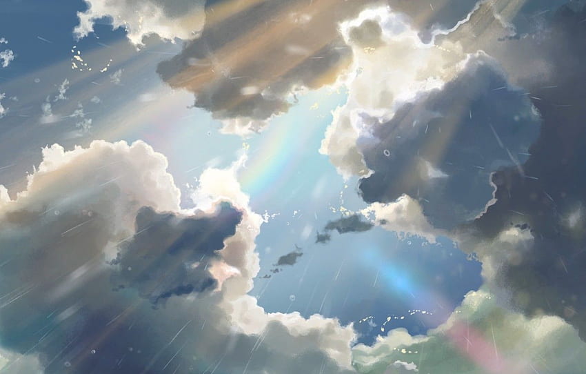 The sun, The sky, Clouds, Rain, Anime, Sky, Makoto Xingkai, Anime, Rain, , The , The Garden Of Words, Makoto Shinkai, Kotonoha But Niva, To say the garden of words, Garden HD wallpaper