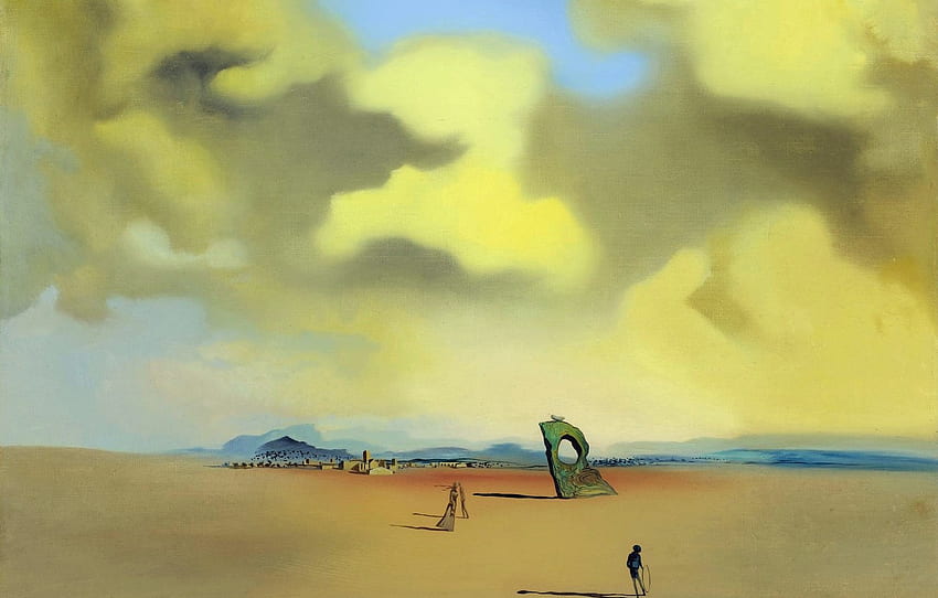 Surréalisme, , Salvador Dali - Spectre nocturne sur la plage, Dali Art Fond d'écran HD