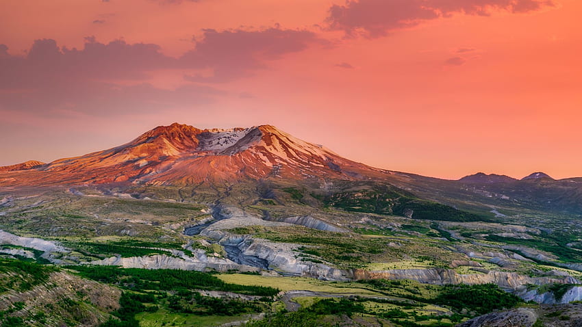 Mt St Helens, Washington, rocks, colors, volcano, landscape, sky, usa, sunset HD wallpaper