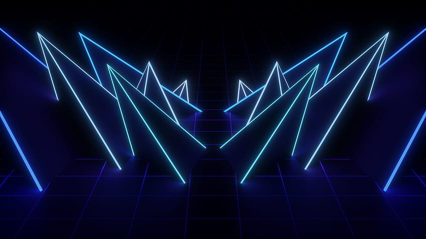 Dark, 3D, Grid, Form, Neon, Forms, Pointed HD wallpaper