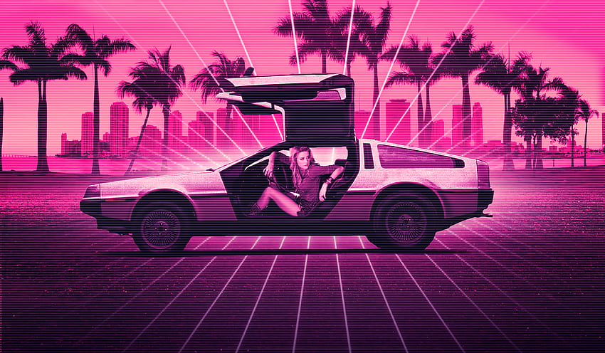 Amber Heard Car Delorean Hotline Miami Retro Wave Sport Car - Resolution:, Miami Pink HD wallpaper